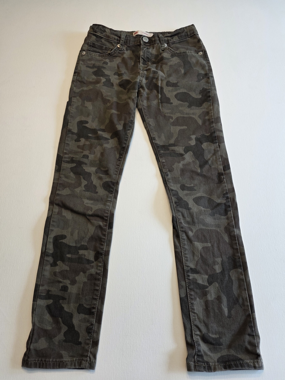 Camouflage Girl's Slim Straight Jeans - Olive Camo